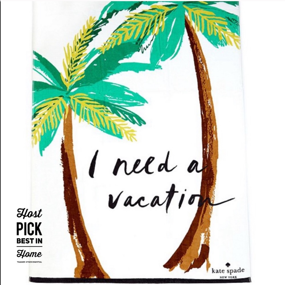 🎉HP 🆕 Kate Spade ♠️ I NEED A VACATION Beach Towel
